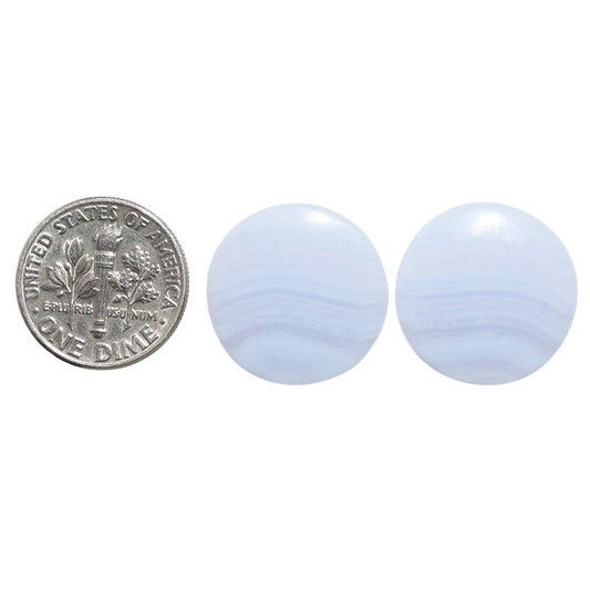 Blue Lace Agate Pair 18.5x18.5x4 mm Round Shape Polished Gemstone LS89-07765