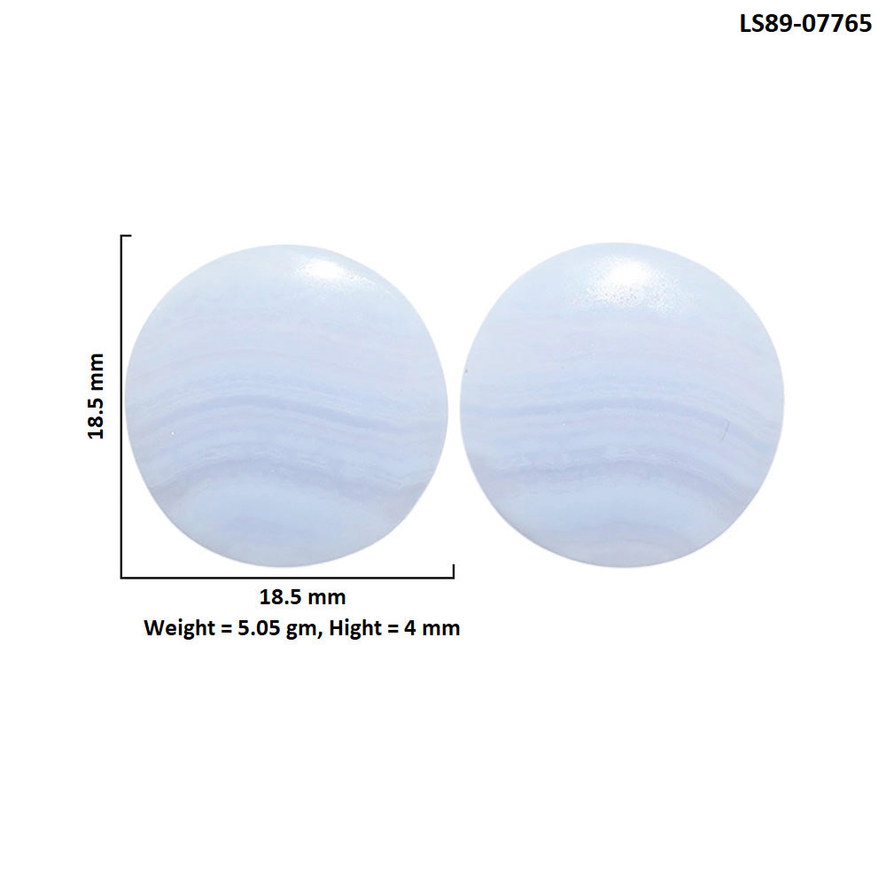 Blue Lace Agate Pair 18.5x18.5x4 mm Round Shape Polished Gemstone LS89-07765
