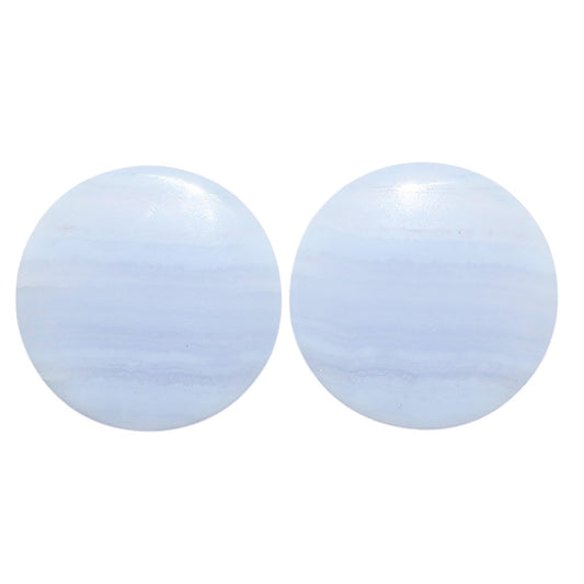 Blue Lace Agate Pair 21.2x21.2x4 mm Round Shape Polished Gemstone LS89-07766
