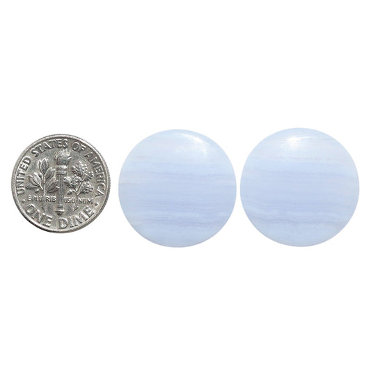 Blue Lace Agate Pair 21.2x21.2x4 mm Round Shape Polished Gemstone LS89-07766