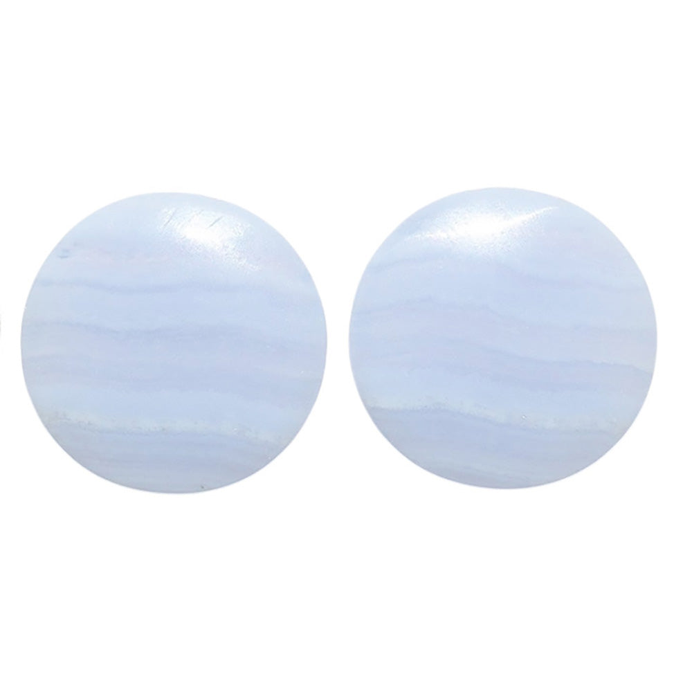 Blue Lace Agate Pair 20.7x20.7x4 mm Round Shape Polished Gemstone LS89-07767