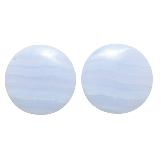 Blue Lace Agate Pair 20.7x20.7x4 mm Round Shape Polished Gemstone LS89-07767