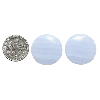 Blue Lace Agate Pair 20.7x20.7x4 mm Round Shape Polished Gemstone LS89-07767