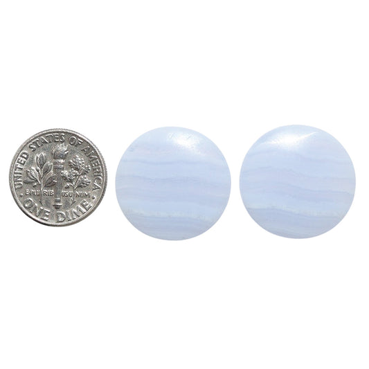 Blue Lace Agate Pair 20.7x20.7x4 mm Round Shape Polished Gemstone LS89-07767