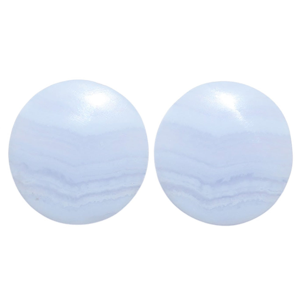 Blue Lace Agate Pair 21x21x4 mm Round Shape Polished Gemstone LS89-07768