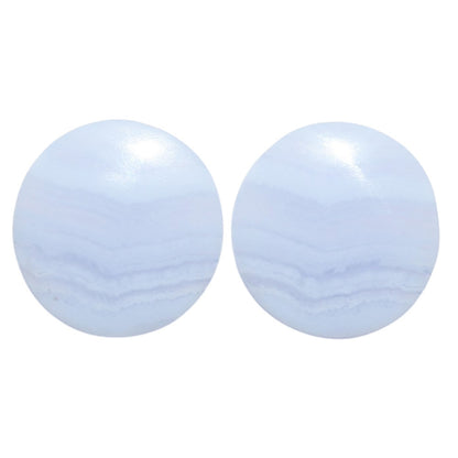 Blue Lace Agate Pair 21x21x4 mm Round Shape Polished Gemstone LS89-07768