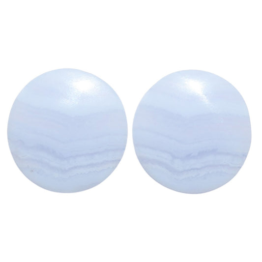 Blue Lace Agate Pair 21x21x4 mm Round Shape Polished Gemstone LS89-07768
