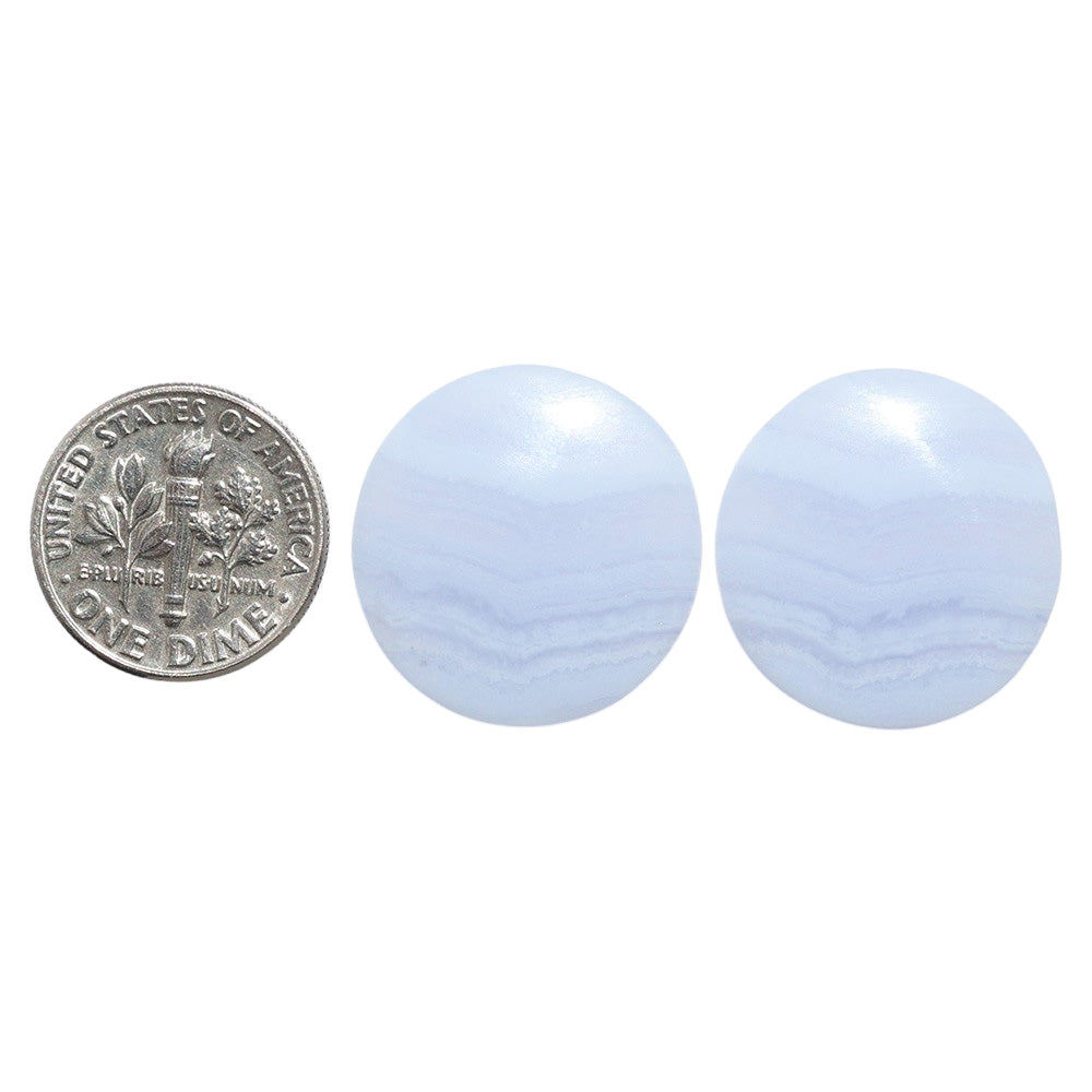 Blue Lace Agate Pair 21x21x4 mm Round Shape Polished Gemstone LS89-07768