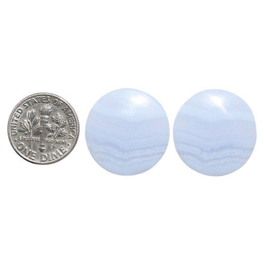 Blue Lace Agate Pair 21x21x4 mm Round Shape Polished Gemstone LS89-07768