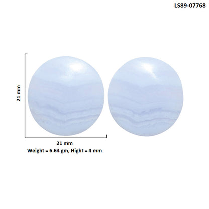 Blue Lace Agate Pair 21x21x4 mm Round Shape Polished Gemstone LS89-07768