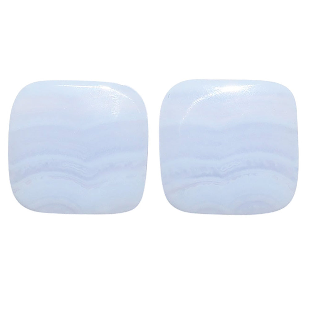 Blue Lace Agate Pair 16.1x16.9x4 mm Cushion Shape Polished Gemstone LS89-07769