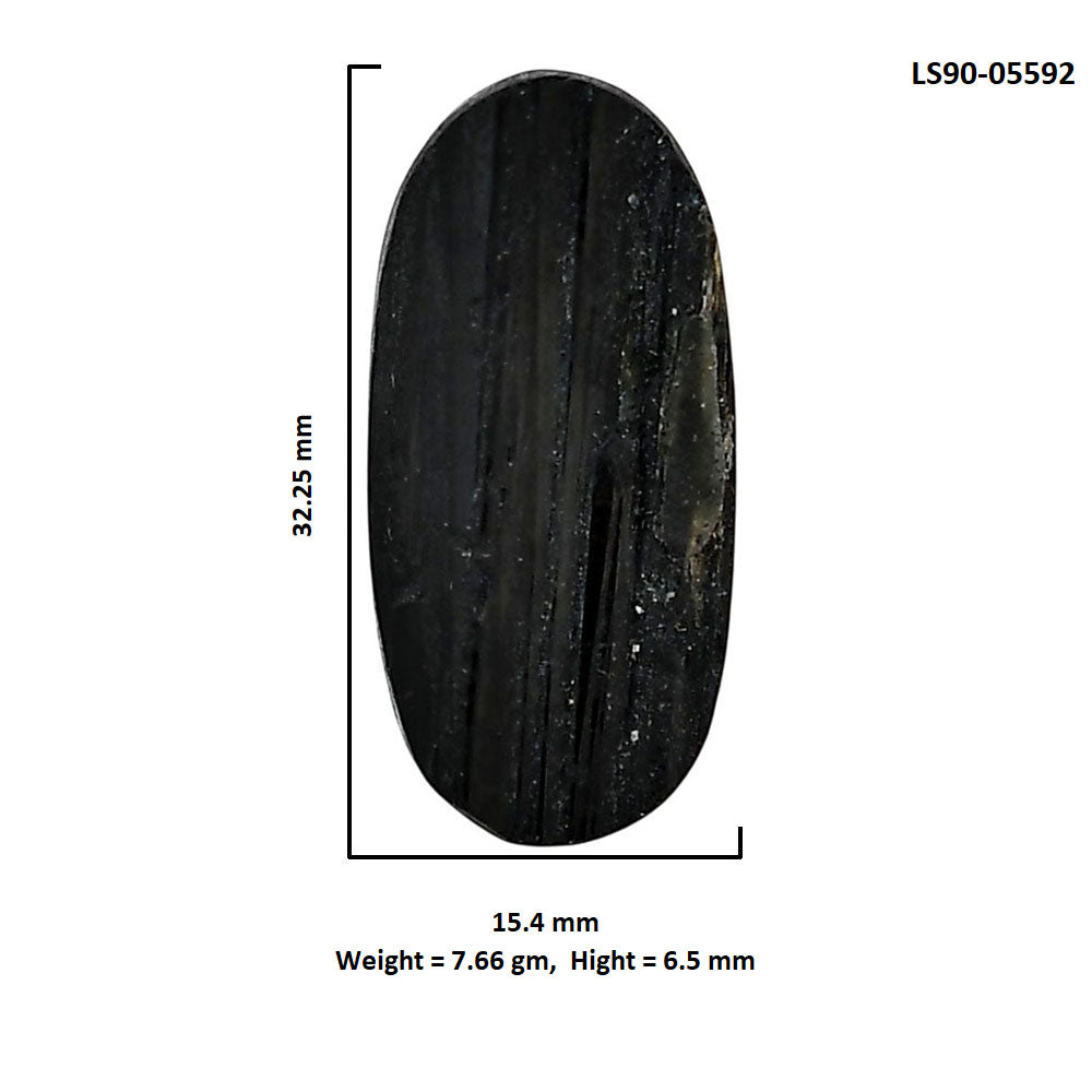 Black Tourmaline Rough 15.4x32.25x6.5 mm Oval Shape Polished Gemstone LS90-05592