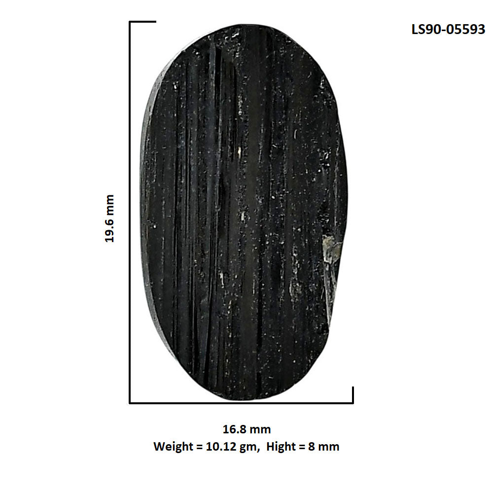 Black Tourmaline Rough 16.8x19.6x8 mm Oval Shape Polished Gemstone LS90-05593