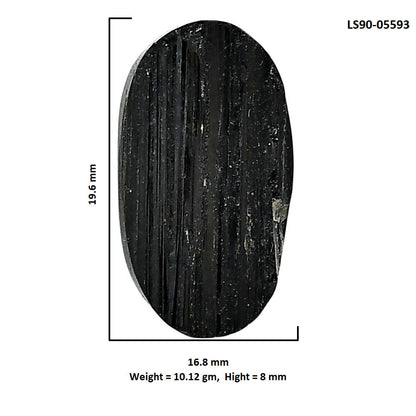 Black Tourmaline Rough 16.8x19.6x8 mm Oval Shape Polished Gemstone LS90-05593