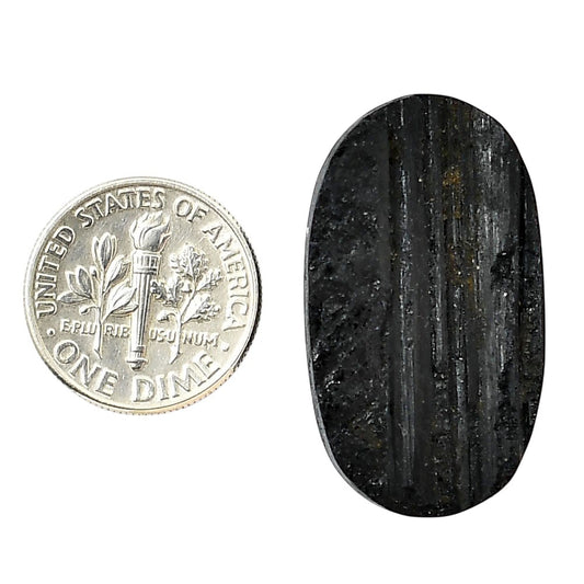 Black Tourmaline Rough 17.9x31.4x5 mm Oval Shape Polished Gemstone LS90-05594