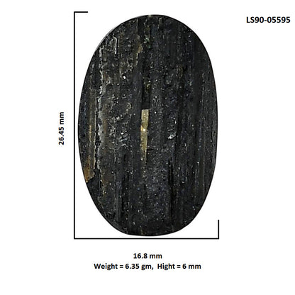 Black Tourmaline Rough 16.8x26.45x6 mm Oval Shape Polished Gemstone LS90-05595