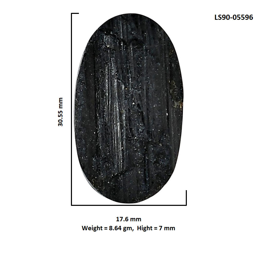 Black Tourmaline Rough 17.6x30.55x7 mm Oval Shape Polished Gemstone LS90-05596