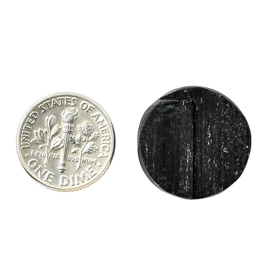 Black Tourmaline Rough 20.3x20.3x6 mm Round Shape Polished Gemstone LS90-05597
