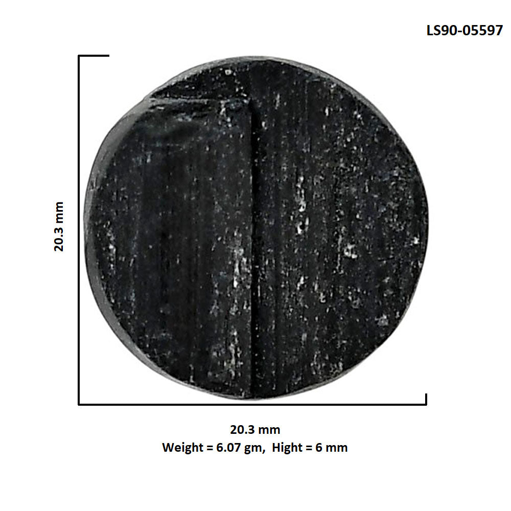 Black Tourmaline Rough 20.3x20.3x6 mm Round Shape Polished Gemstone LS90-05597