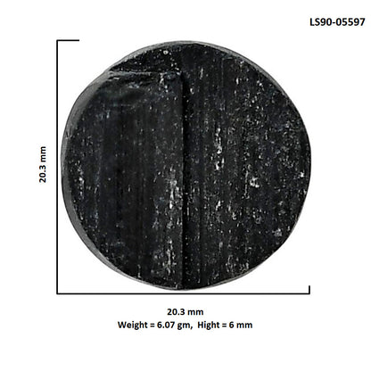 Black Tourmaline Rough 20.3x20.3x6 mm Round Shape Polished Gemstone LS90-05597