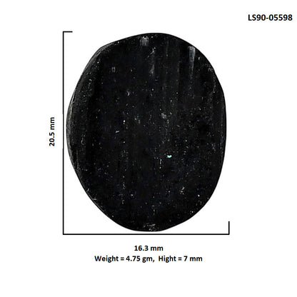 Black Tourmaline Rough 16.3x20.5x7 mm Oval Shape Polished Gemstone LS90-05598