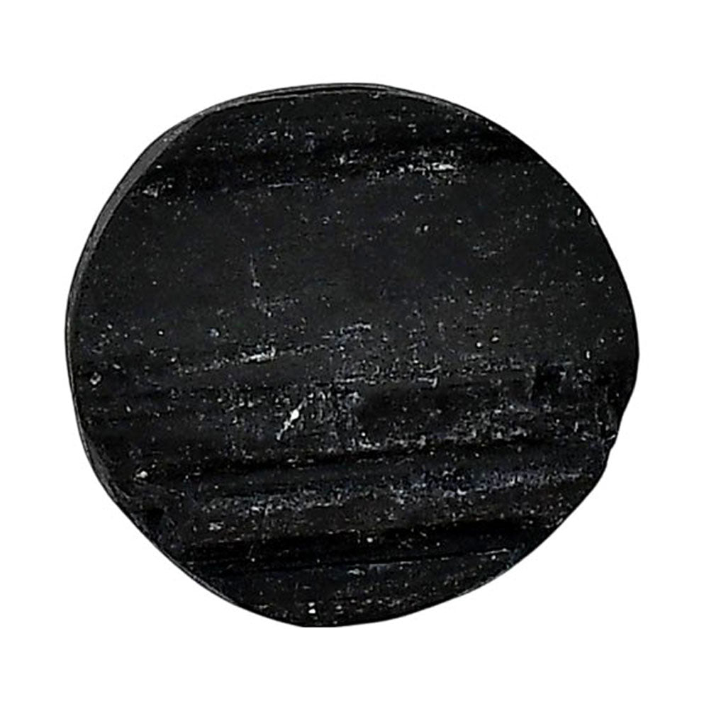 Black Tourmaline Rough 20x20x6 mm Round Shape Polished Gemstone LS90-05599