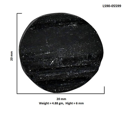 Black Tourmaline Rough 20x20x6 mm Round Shape Polished Gemstone LS90-05599