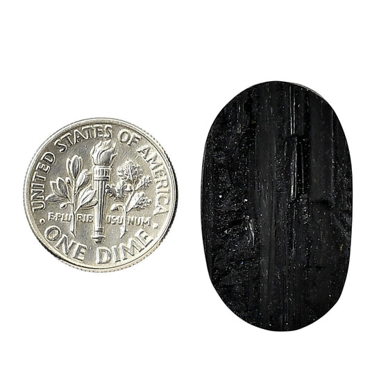 Black Tourmaline Rough 17.3x28.4x7 mm Oval Shape Polished Gemstone LS90-05601
