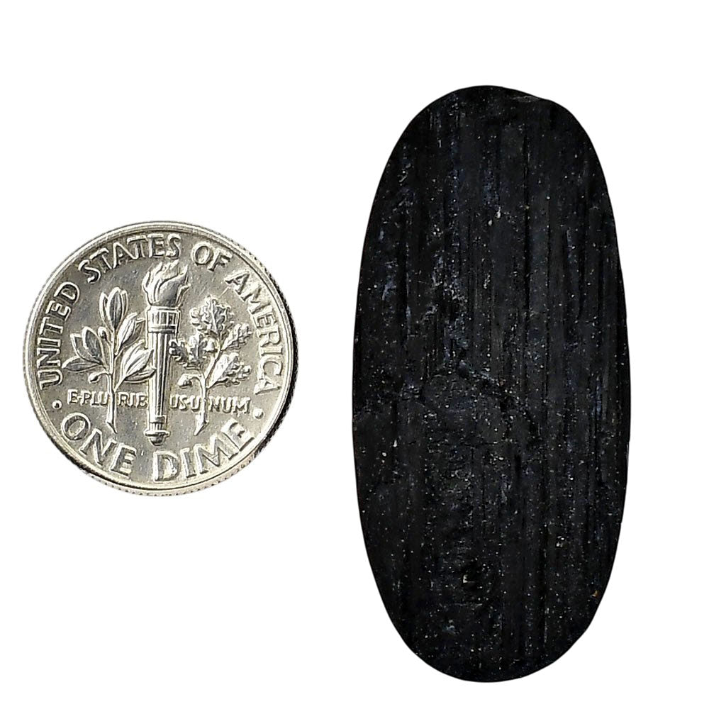 Black Tourmaline Rough 18x38x6.5 mm Oval Shape Polished Gemstone LS90-05602