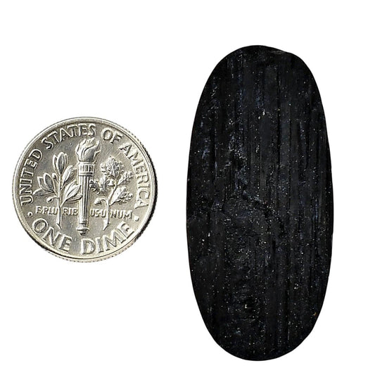 Black Tourmaline Rough 18x38x6.5 mm Oval Shape Polished Gemstone LS90-05602