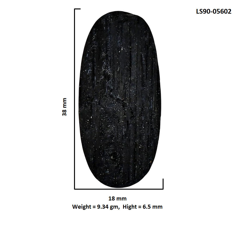 Black Tourmaline Rough 18x38x6.5 mm Oval Shape Polished Gemstone LS90-05602