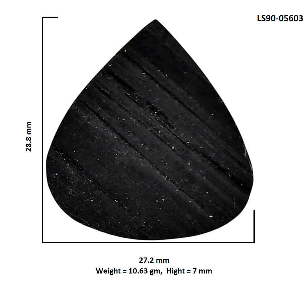 Black Tourmaline Rough 27.2x28.8x7 mm Heart Shape Polished Gemstone LS90-05603