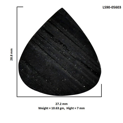 Black Tourmaline Rough 27.2x28.8x7 mm Heart Shape Polished Gemstone LS90-05603