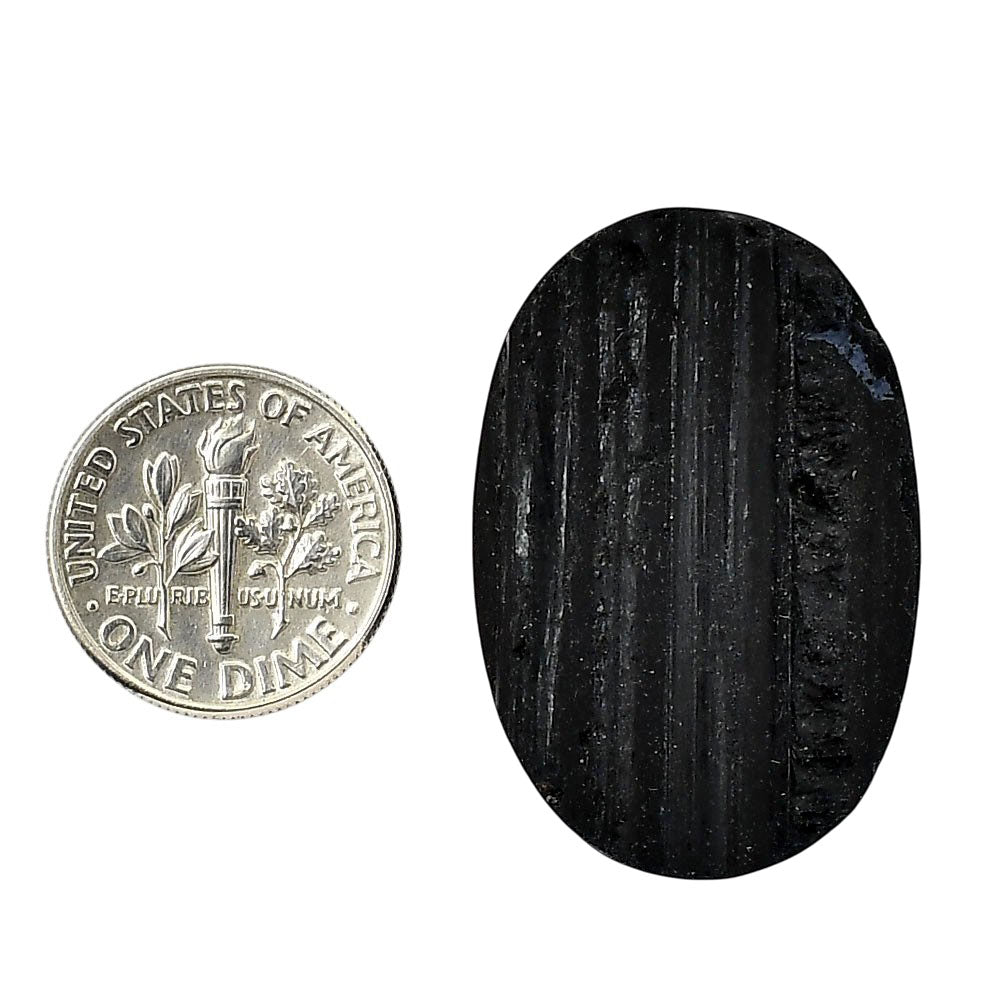 Black Tourmaline Rough 22.2x33.3x7 mm Oval Shape Polished Gemstone LS90-05608