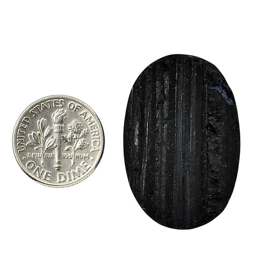 Black Tourmaline Rough 22.2x33.3x7 mm Oval Shape Polished Gemstone LS90-05608