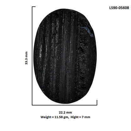 Black Tourmaline Rough 22.2x33.3x7 mm Oval Shape Polished Gemstone LS90-05608