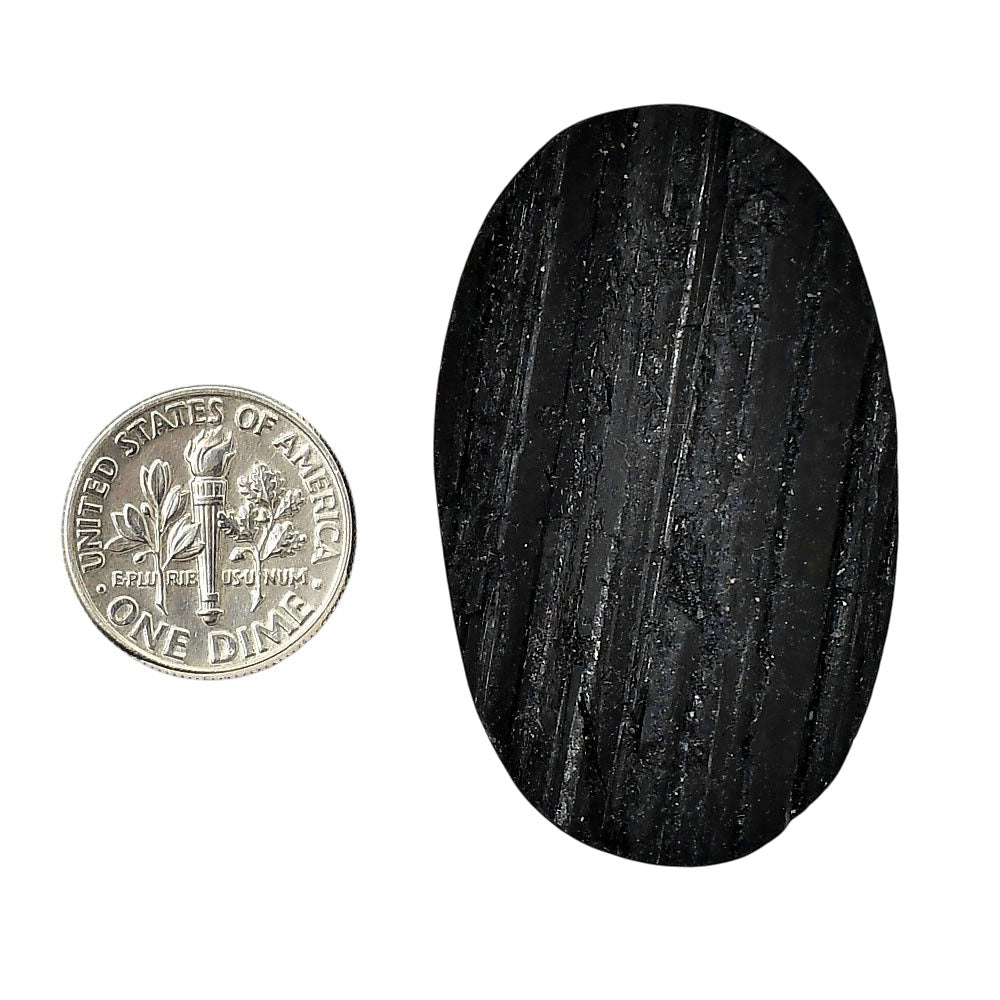 Black Tourmaline Rough 27.5x45.45x8 mm Oval Shape Polished Gemstone LS90-05609