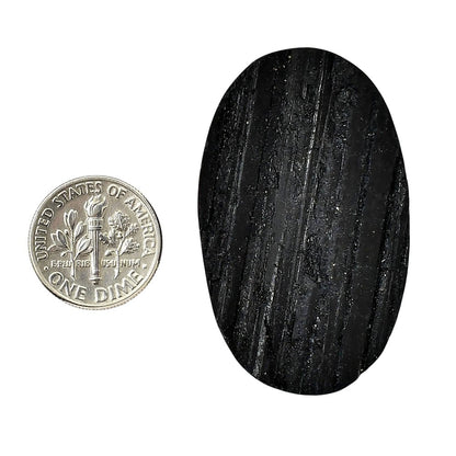 Black Tourmaline Rough 27.5x45.45x8 mm Oval Shape Polished Gemstone LS90-05609