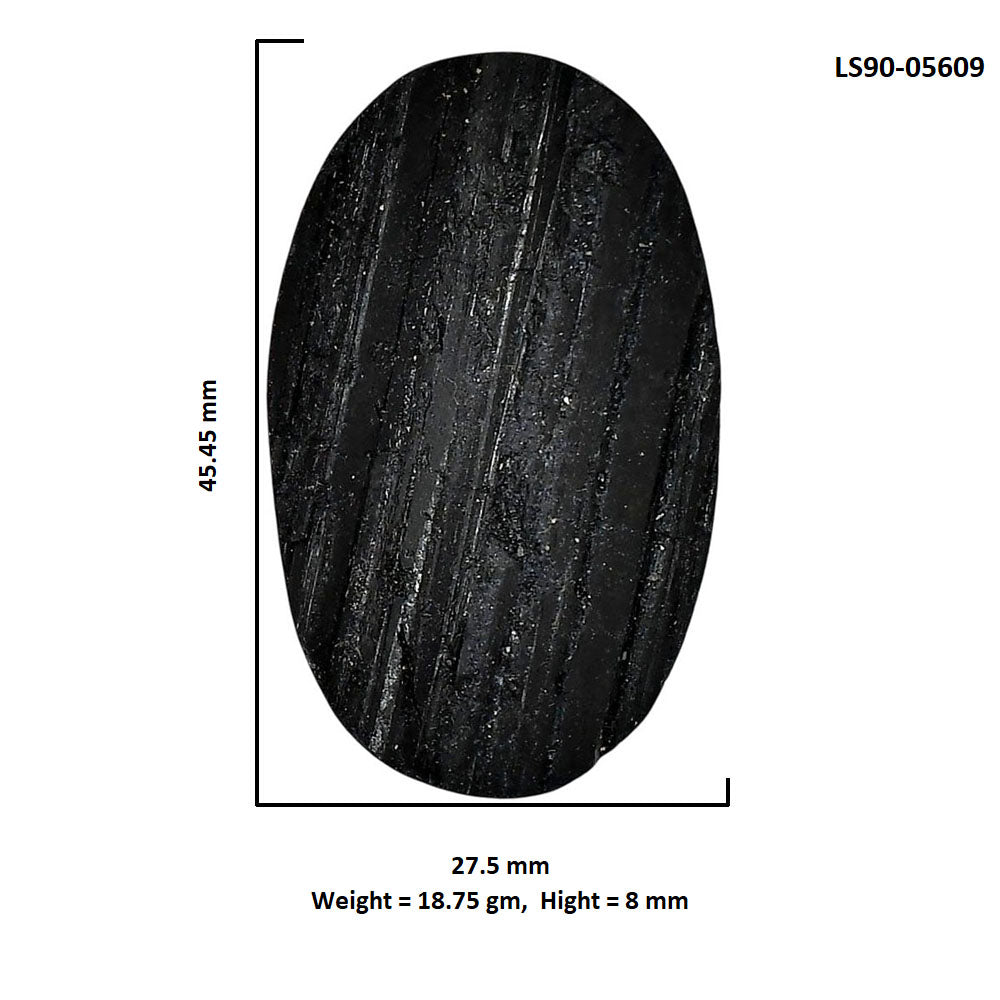 Black Tourmaline Rough 27.5x45.45x8 mm Oval Shape Polished Gemstone LS90-05609