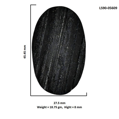 Black Tourmaline Rough 27.5x45.45x8 mm Oval Shape Polished Gemstone LS90-05609