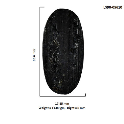 Black Tourmaline Rough 17.85x36.6x8 mm Oval Shape Polished Gemstone LS90-05610
