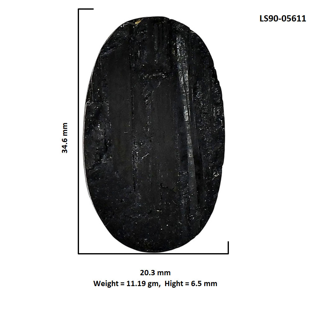 Black Tourmaline Rough 20.3x34.6x6.5 mm Oval Shape Polished Gemstone LS90-05611