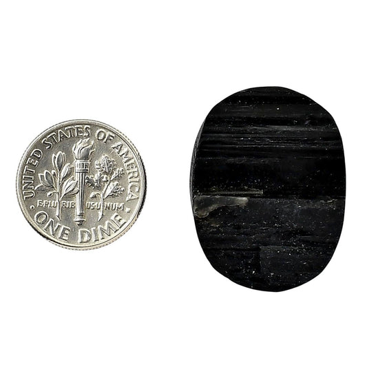 Black Tourmaline Rough 21.2x26.6x8 mm Oval Shape Polished Gemstone LS90-05612