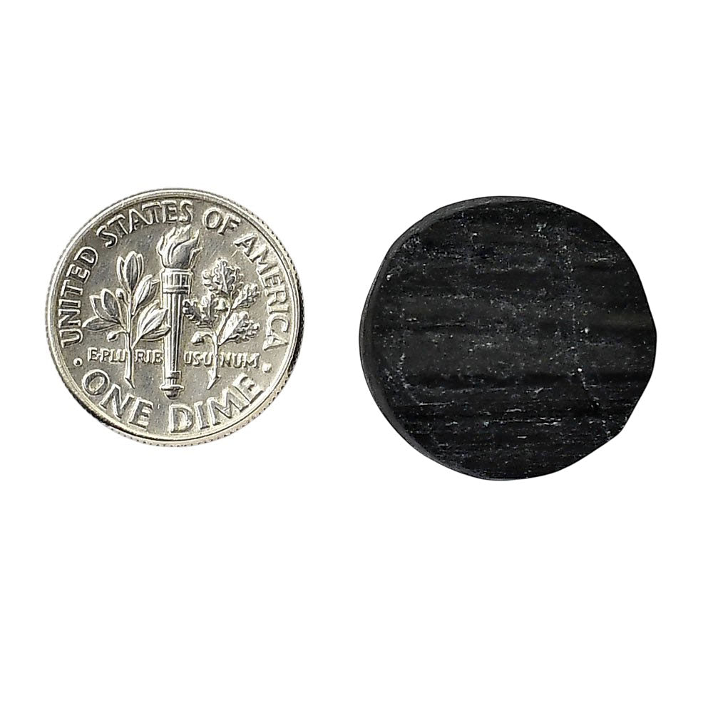 Black Tourmaline Rough 19.5x19.5x7 mm Round Shape Polished Gemstone LS90-05614