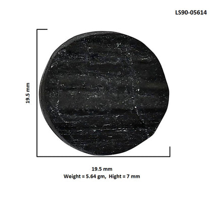 Black Tourmaline Rough 19.5x19.5x7 mm Round Shape Polished Gemstone LS90-05614