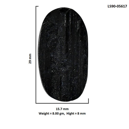 Black Tourmaline Rough 15.7x29x8 mm Oval Shape Polished Gemstone LS90-05617