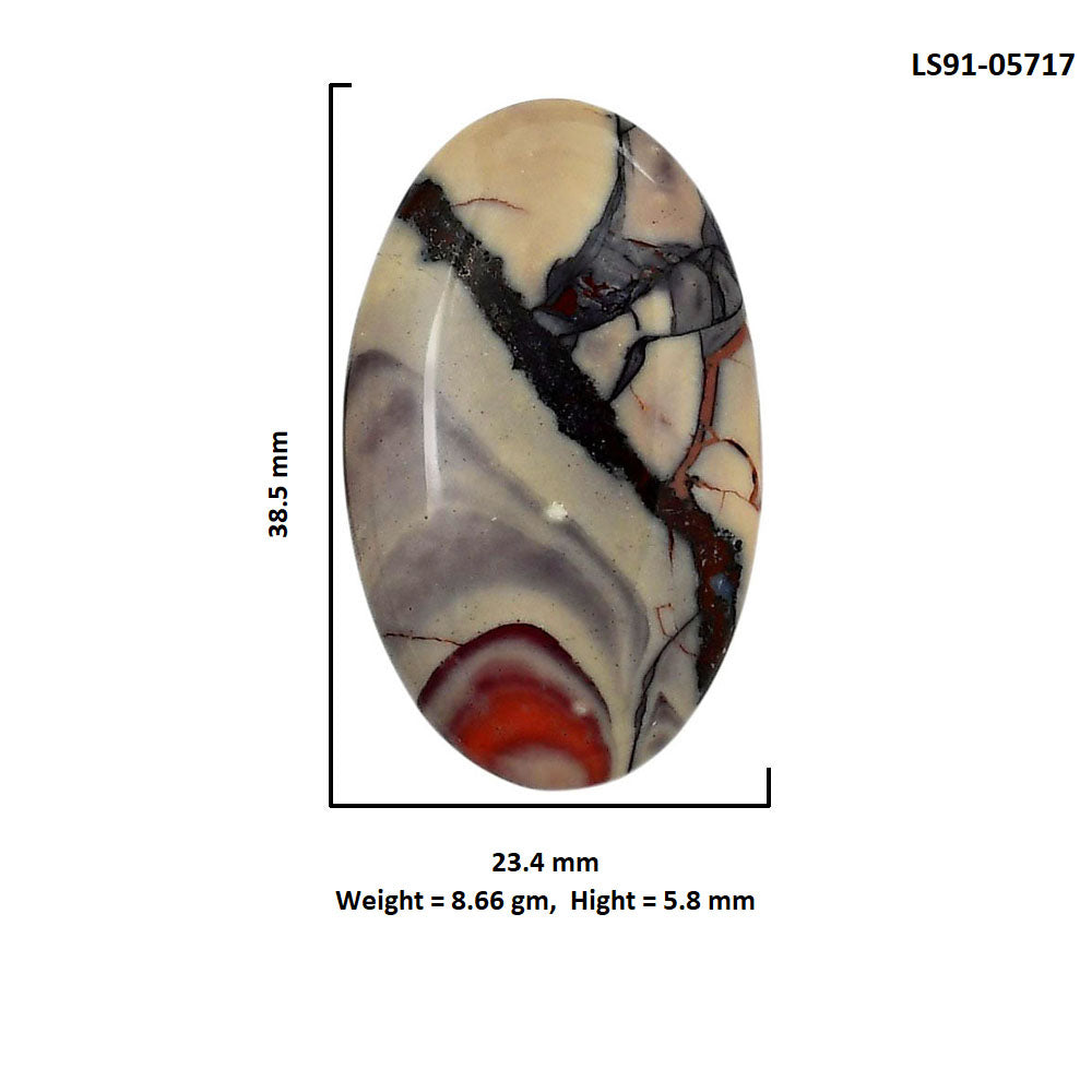 Porcelain Jasper 23.4x38.5x5.8 mm Oval Shape Polished Gemstone LS91-05717