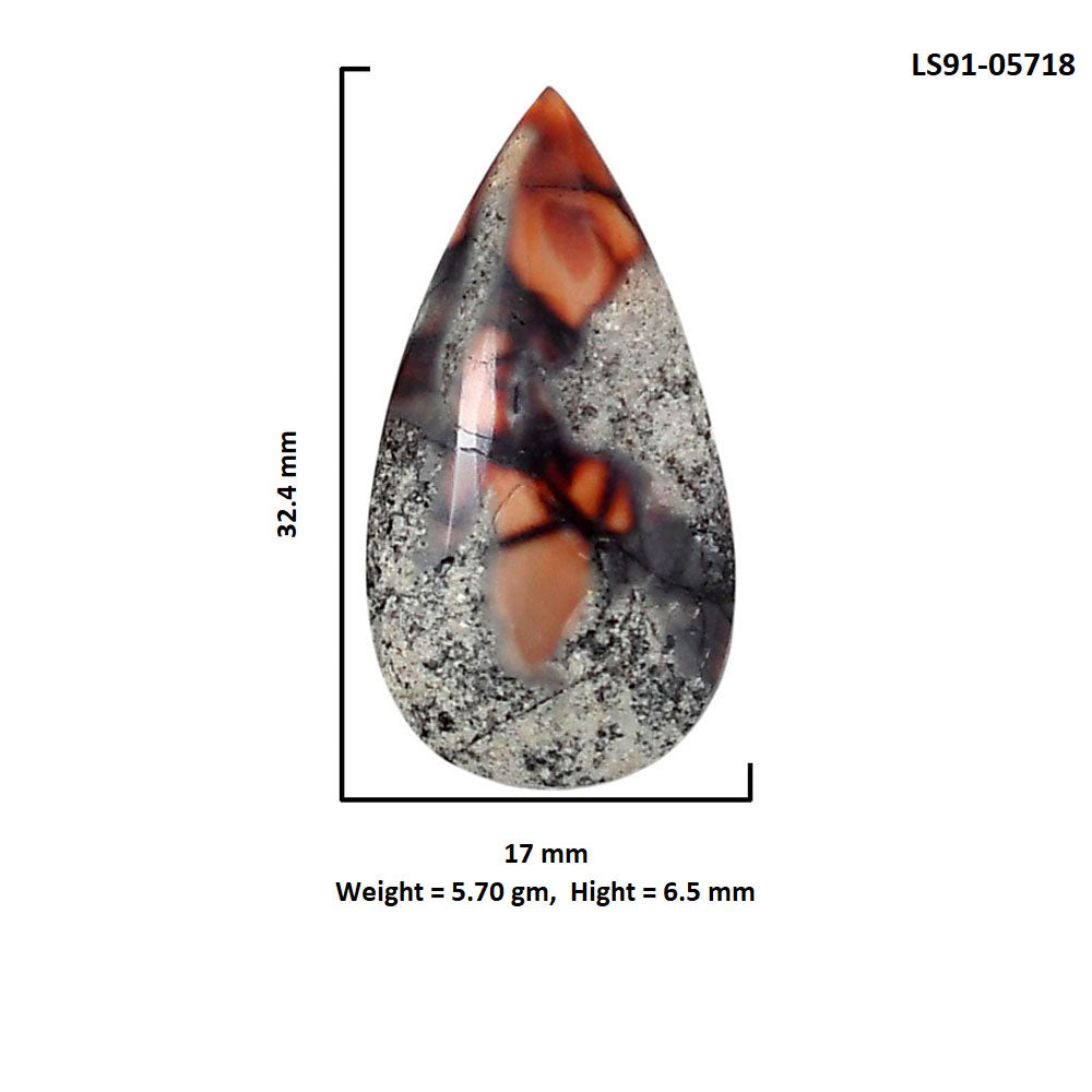 Porcelain Jasper 17x32.4x6.5 mm Pear Shape Polished Gemstone LS91-05718