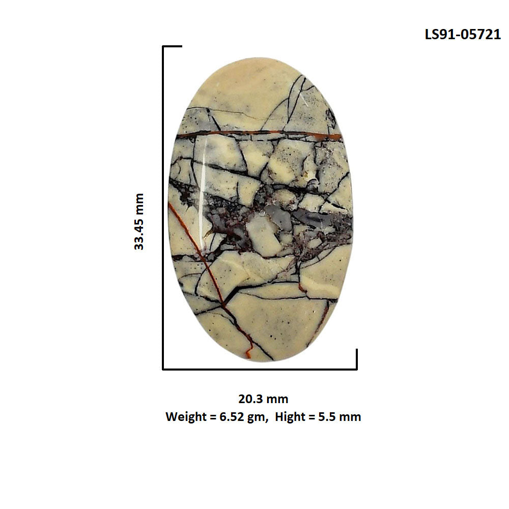 Porcelain Jasper 20.3x33.45x5.5 mm Oval Shape Polished Gemstone LS91-05721