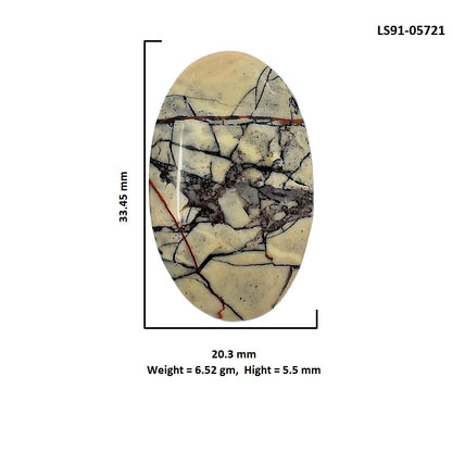 Porcelain Jasper 20.3x33.45x5.5 mm Oval Shape Polished Gemstone LS91-05721